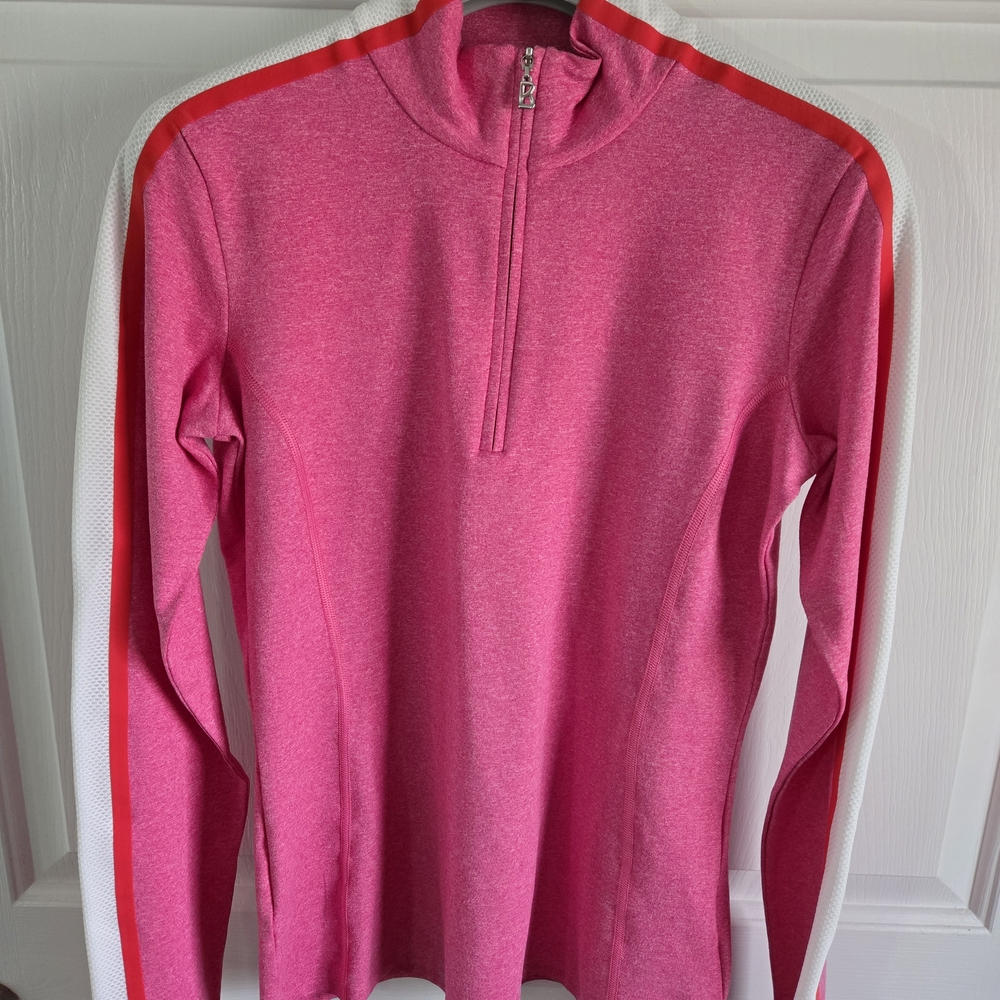 Bogner Pink and White Quarter-Zip Sweatshirt